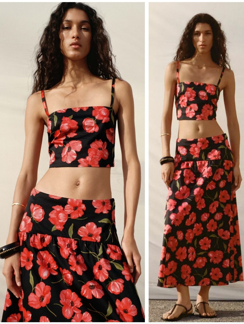 MANGO Floral Top/skirt Set